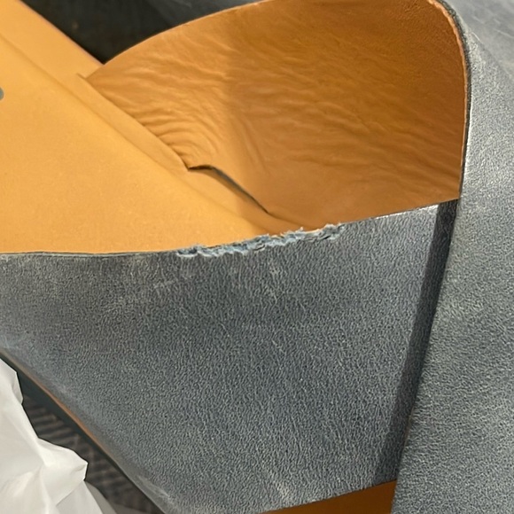 Kork Ease Cork Wedge Open Toe Leather Slide Platform Blue Sandals Sz 9 - Picture 4 of 17